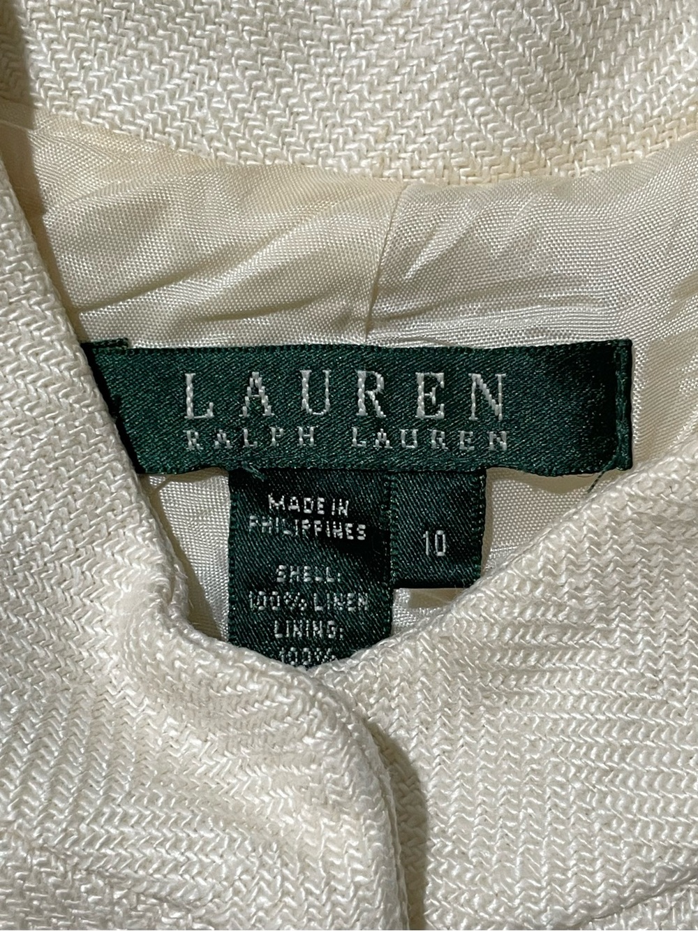 RALPH LAUREN Cream Linen Shoulder Pad Jacket US 10 - Picture 5 of 12